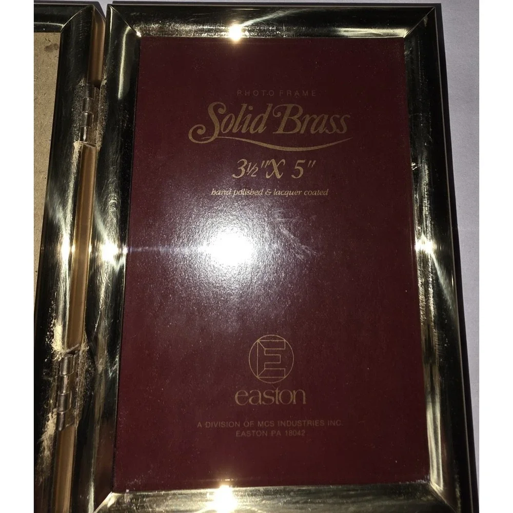 Easton Polished Solid Brass Hinged Folding Double Photo Frame 3.5 x 5 Gold